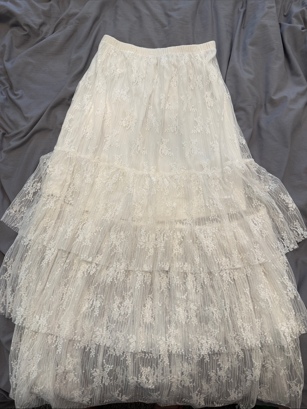 Ardene White Tiered Lace Midi Skirt - Picture 1 of 1